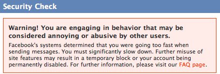 Facebook Spam Warning
