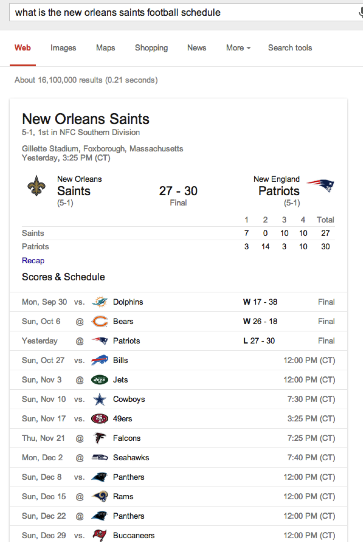 saints schedule