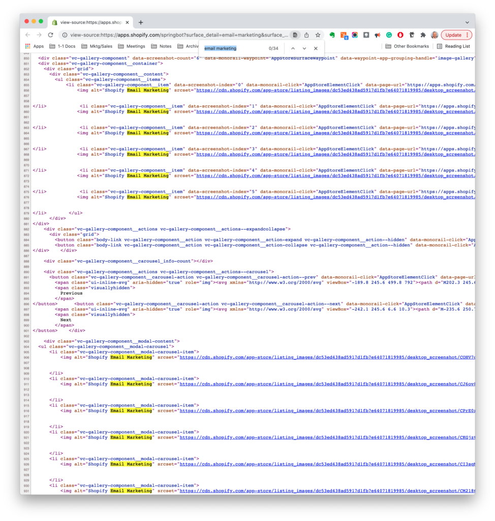 example of code on the back end of shopify